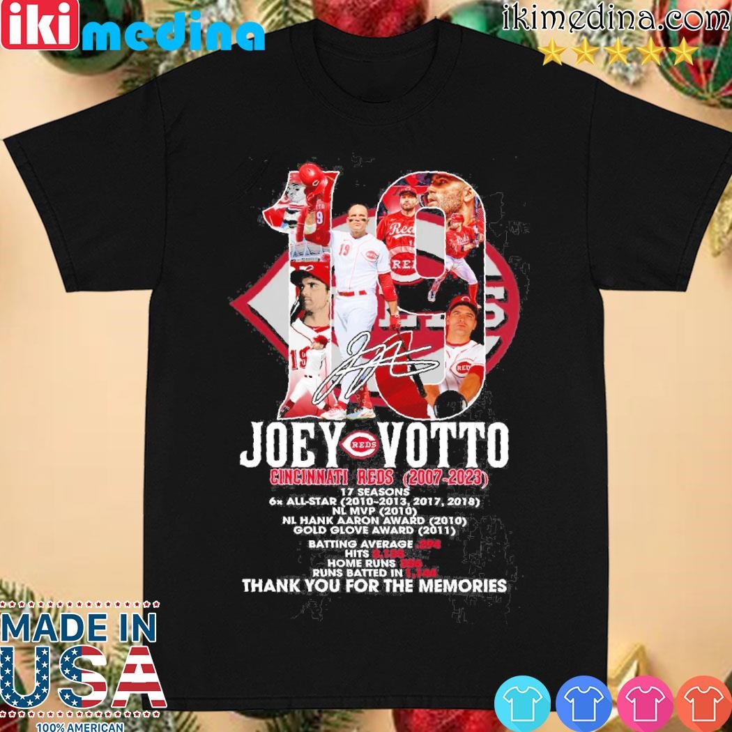 Official 19 Joey Votto Cincinnati Reds 2007-2023 thank you for the memories signature shirt