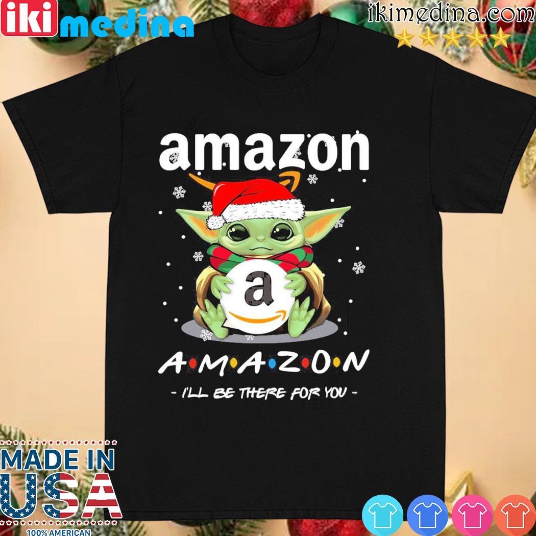 Official baby Yoda hat santa Amazon I'll be there for you logo merry christmas shirt