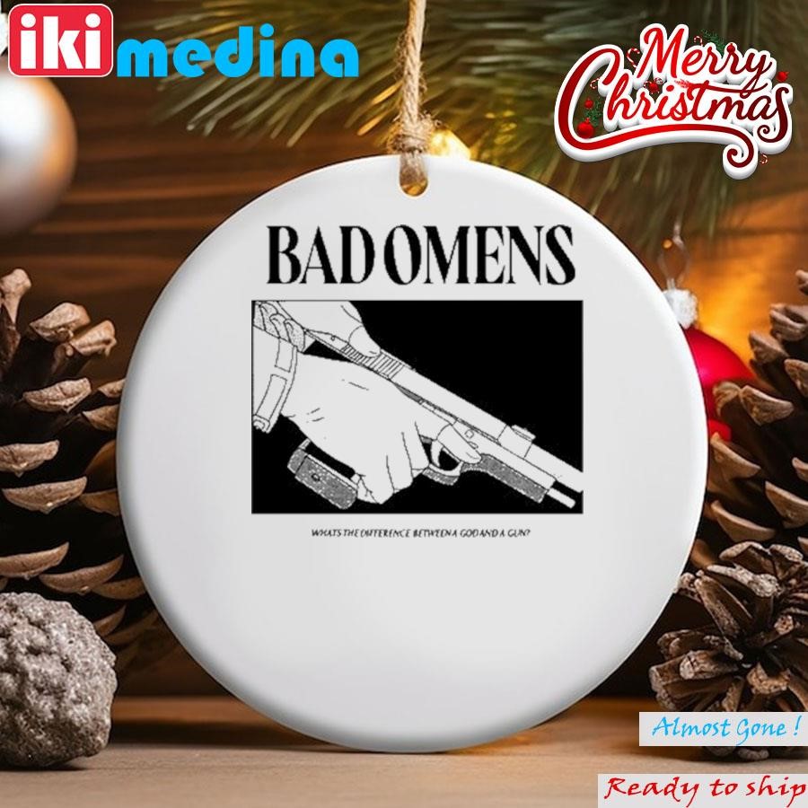 Official bad Omens What's The Difference Between A God And Gun Ornament
