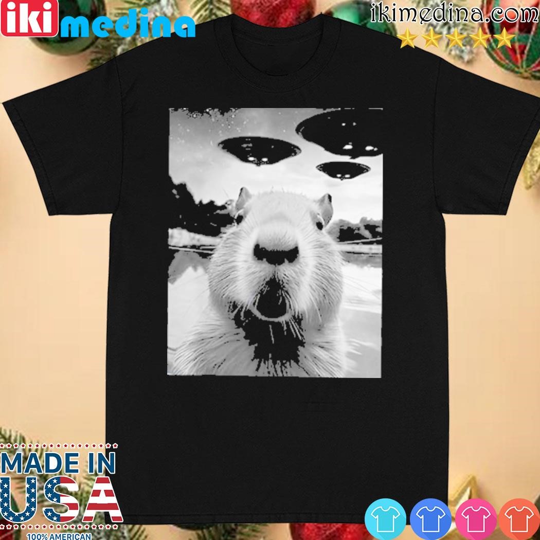 Official capybara Selfie With UFOs Weird shirt