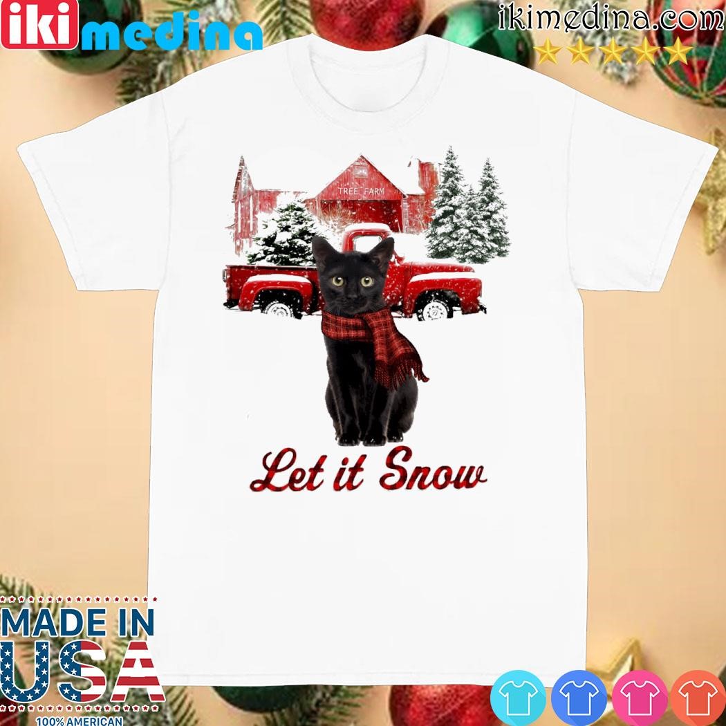 Official cat scarf car let it snow merry christmas shirt