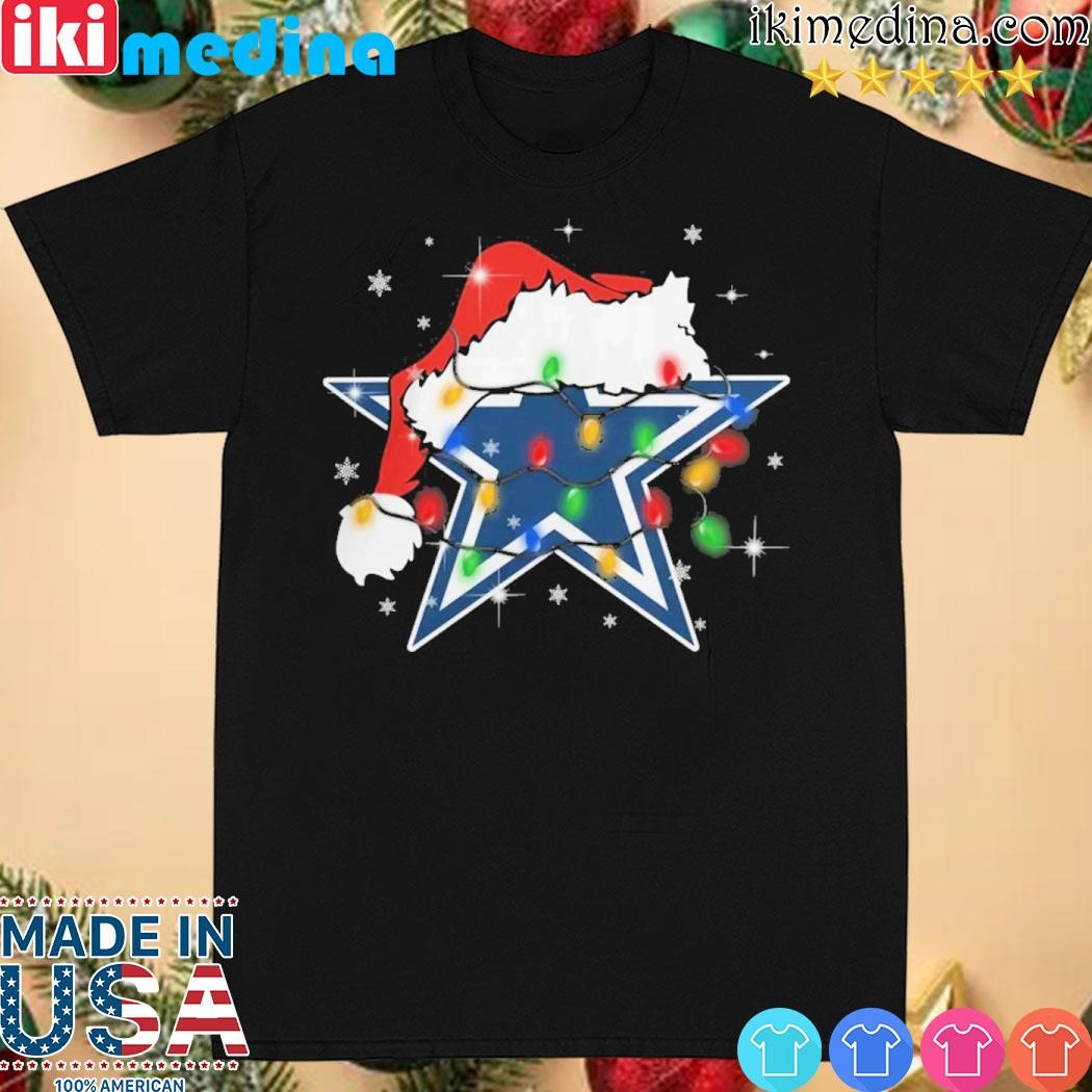 Official christmas Light Santa Hat Dallas Cowboys Logo Shirt