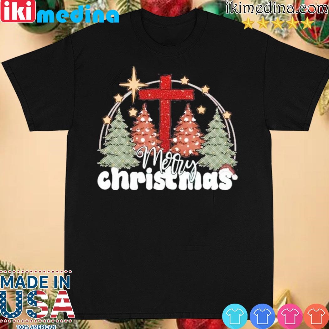 Official cross pine tree merry christmas shirt