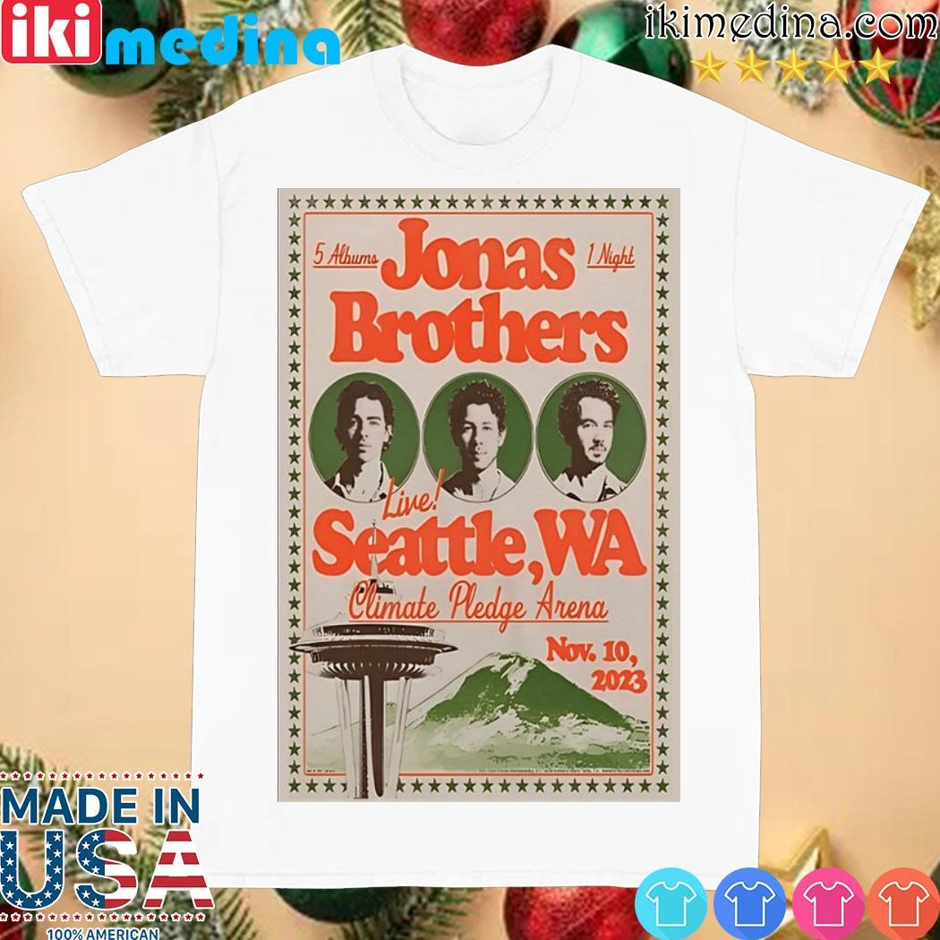 Official jonas Brothers 5 Albums 1 Night, Climate Pledge Arena Nov 10, 2023 Seattle, WA shirt