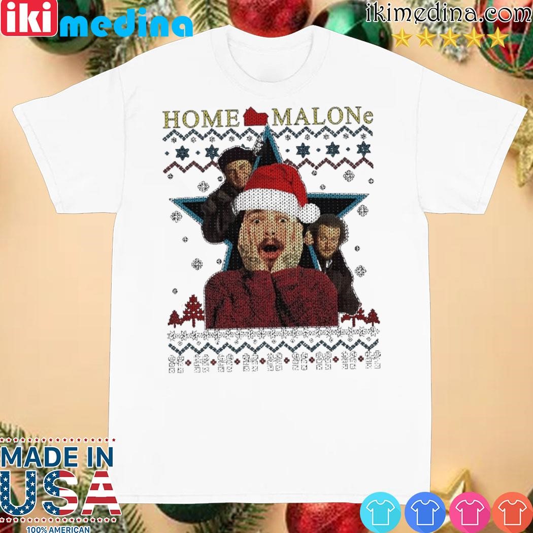 Official post malone Christmas gift home malone home alone parody celebrity shirt