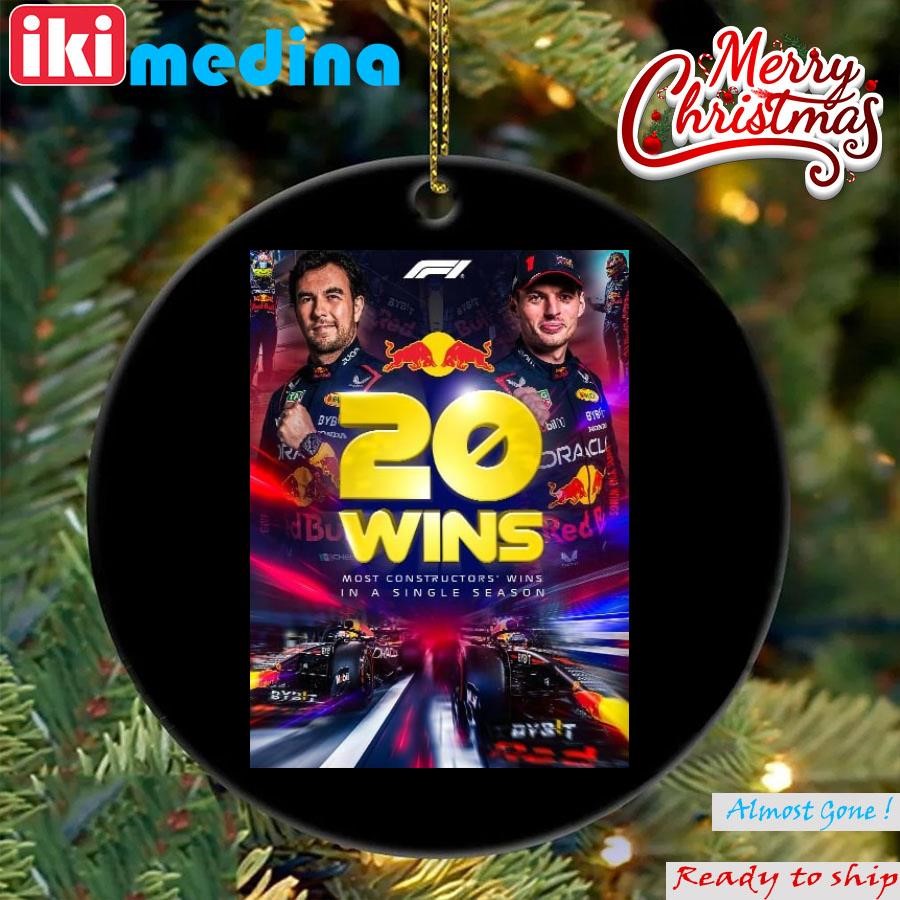Official red Bull Racing F1 Team 20 Wins Most Constructors Wins In A Single Season 2023 Ornament