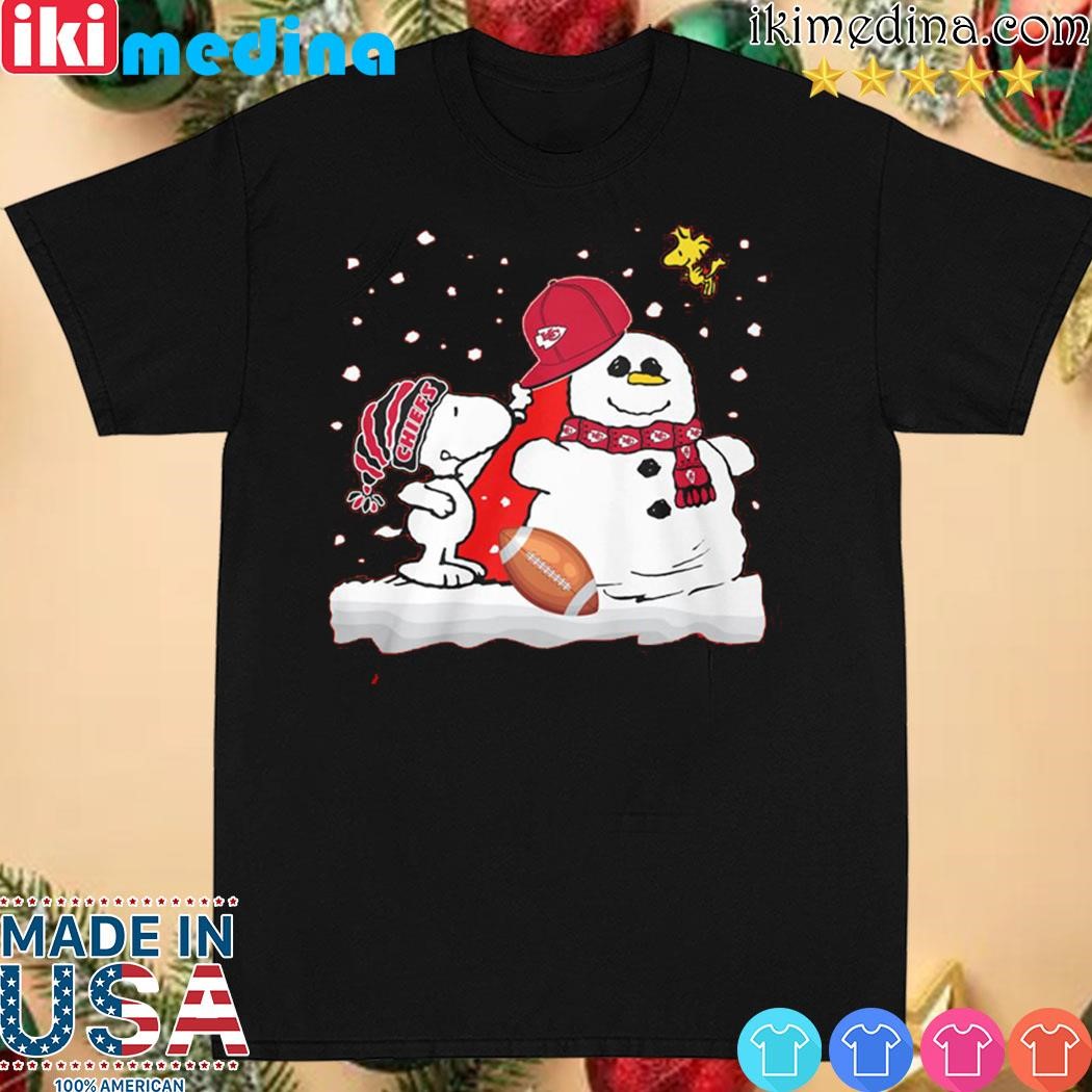 Official snoopy And Snowman Kansas City Chiefs Fan Christmas 2023 Shirt