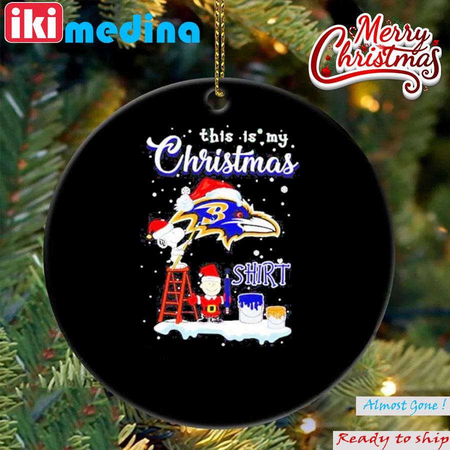 Official snoopy and Charlie Brown NFL Baltimore Ravens This Is My Christmas Ornament