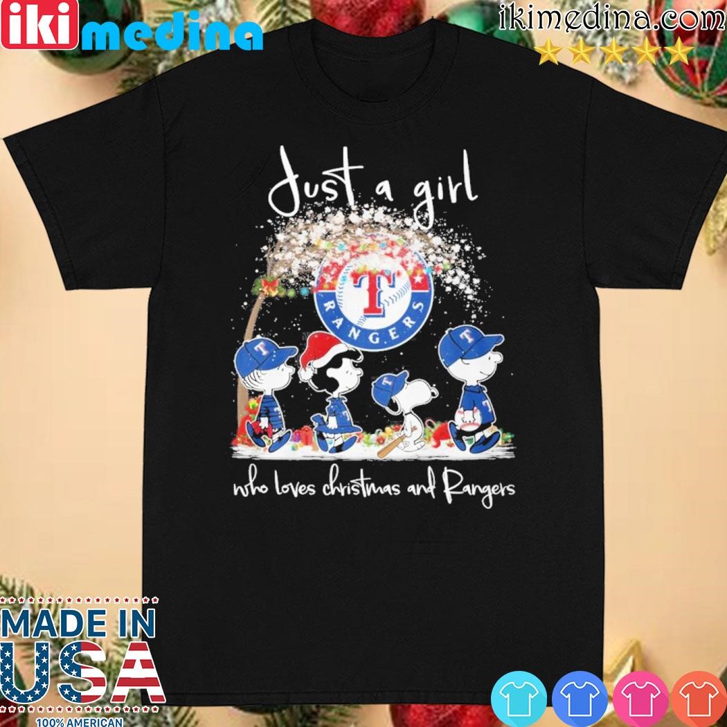 Official texas rangers just a girl who loves Christmas and rangers shirt
