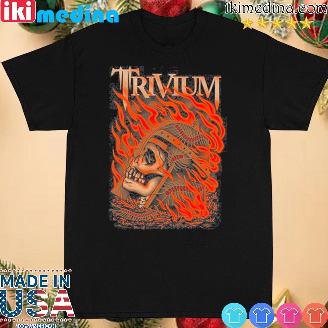 Official trivium Tour 2023 Flaming Skull T-Shirt