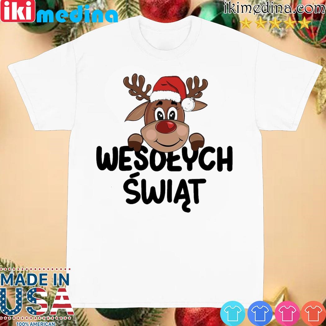 Reindeer hat santa wesolych swiat merry christmas shirt