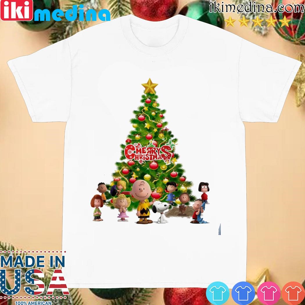 Snoopy, Charlie Brown and friends pine tree merry christmas shirt